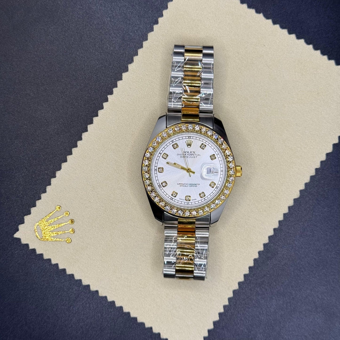 Rolex oyster perpetual truetone with white dial with date