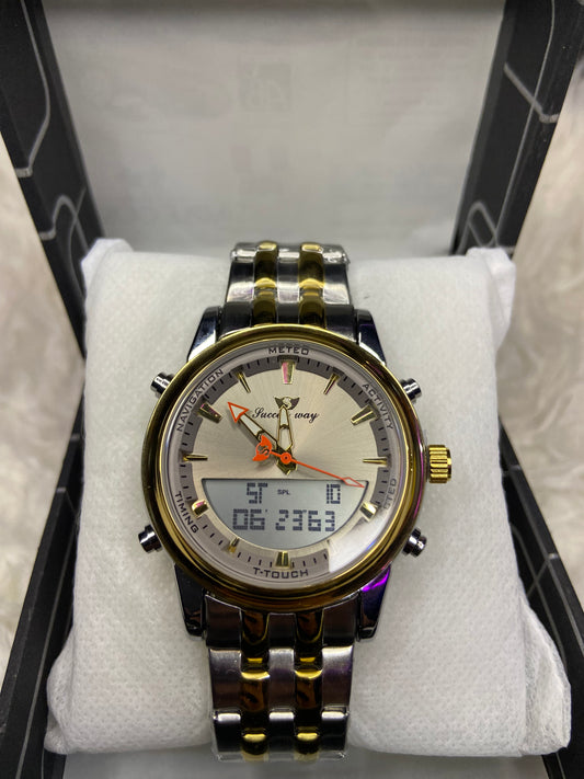 Dual Time Watch Truetone With golden Dial